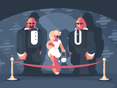 Ladies And Bodyguards blonde bodyguard character famous flat illustration kit8 security star vector woman