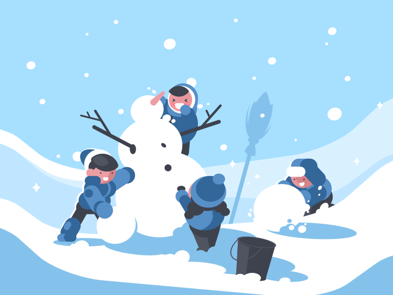 Snowman character build child snow winter snowman illustration vector flat kit8