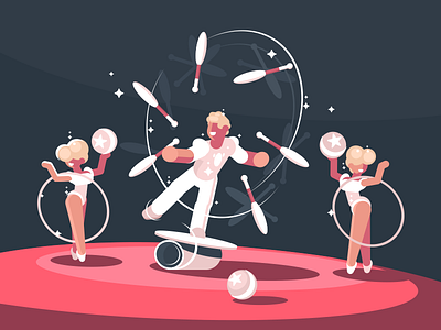 Juggler arena artist character circus flat illustration juggler kit8 performance show vector