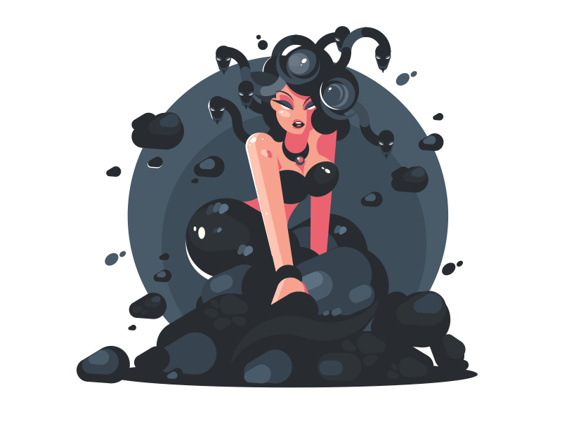 Gorgona legend mythology woman medusa snake gorgon illustration vector flat kit8