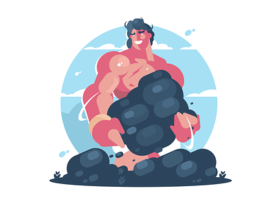 Hercules demigod flat hercules hero illustration kit8 man mythology vector