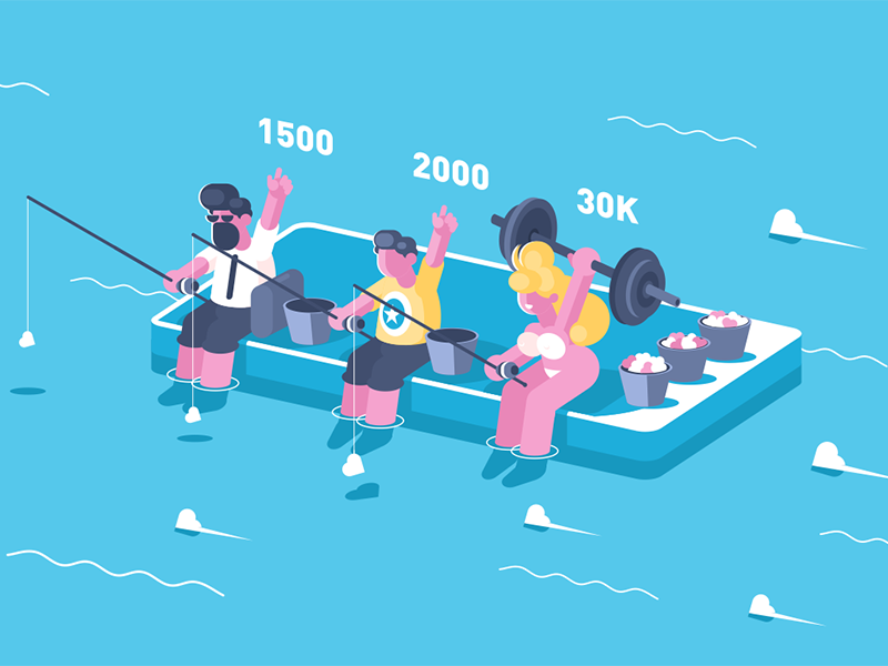 Competitions in number of likes achievement character competition flat illustration kit8 like network number social user vector