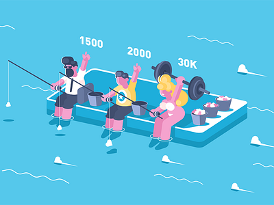 Competitions in number of likes achievement character competition flat illustration kit8 like network number social user vector
