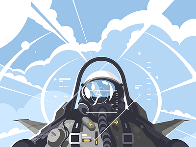 Fighter pilot in cockpit aircraft airplane character cockpit fighter flat flight illustration kit8 pilot sky vector