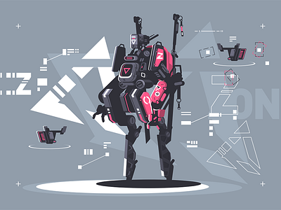 Robot drone artificial automation character drone flat illustration intelligence kit8 machine robotic technologies vector