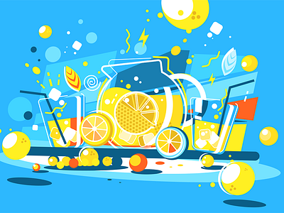 Lemonade cool drink flat glass illustration jug kit8 lemon lemonade soft vector