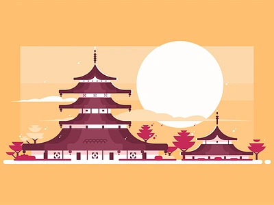 Traditional Japanese house architecture asian background chinese flat house illustration japanese kit8 pagoda sunset traditional vector