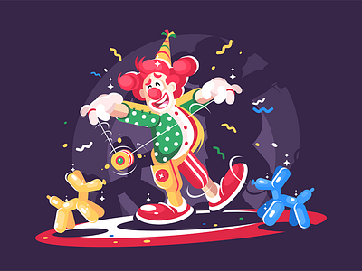 Circus show with cute clown