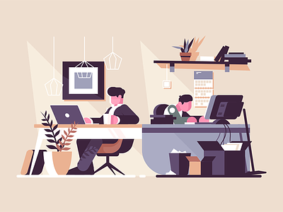 Creative office co-working center character creative flat illustration interior kit8 office people vector workplace