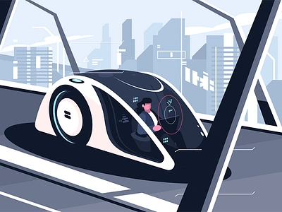 Relaxed man driving by smart car autonomous car character driverless driving flat illustration kit8 man relaxed smart vector vehicle