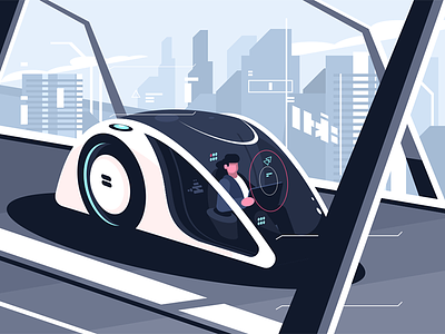 Relaxed man driving by smart car autonomous car character driverless driving flat illustration kit8 man relaxed smart vector vehicle
