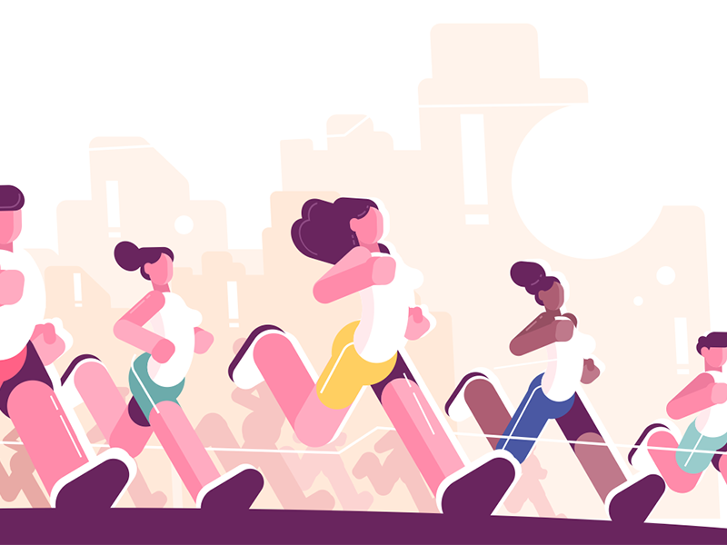 Men and women training to marathon by Anton Fritsler for Kit8 on Dribbble