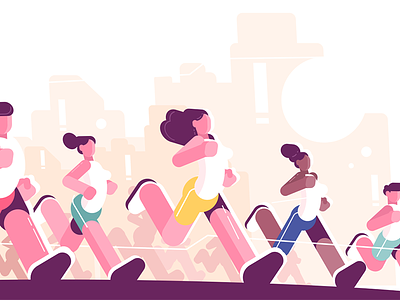 Men and women training to marathon character flat illustration jogging kit8 man marathon people runner vector woman