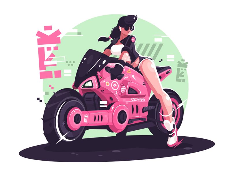 motorbike and girl