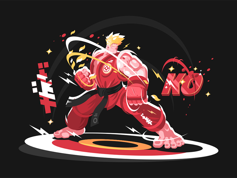Karate man in kimono kit8 flat vector illustration character sportsman kimono man karate
