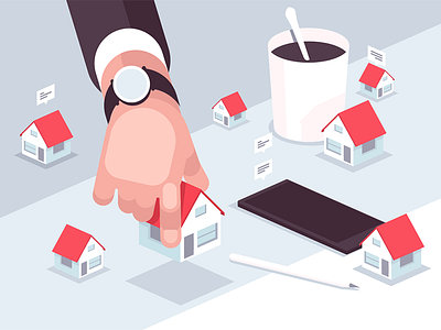Property market agent character flat house illustration kit8 market property realtor vector
