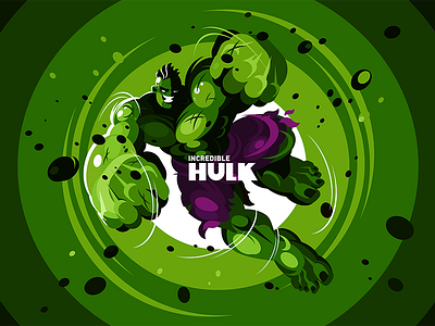 The Hulk avengers character design fanart flat green hero hulk illustration incredible kit8 man superhero