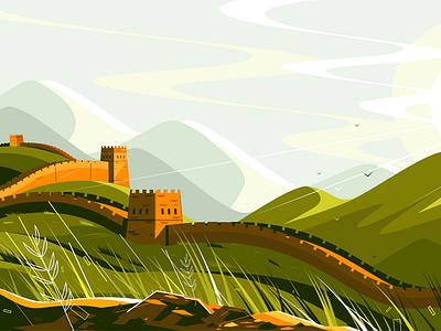Great Wall of China background china famous flat great illustration kit8 landmark landscape vector wall