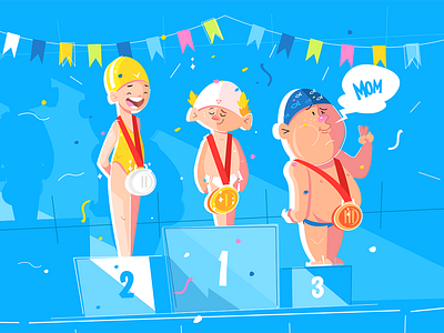 Sport children competition boy character children competition flat illustration kit8 medal sport vector