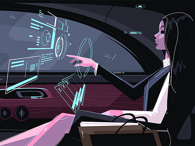 Businesswoman in car business businesswoman car character flat girl illustration kit8 sitting vector vehicle