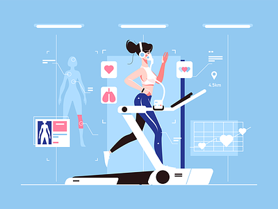 Healthy body body character engineering flat genetic girl health illustration kit8 run vector workout