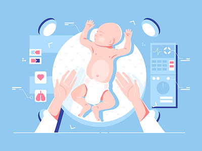 Newborn child character child engineering flat genetic illustration kit8 newborn science vector