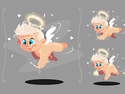 Baby angel flying with white wings angel baby bow boy character cupid flat flying illustration kit8 vector wings
