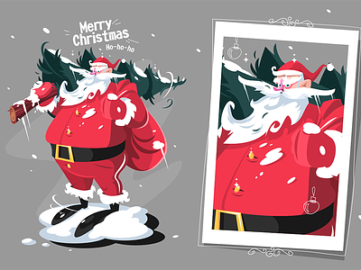 Santa Clause with fir-tree character christmas clause fir-tree flat happy illustration kit8 merry new santa vector year
