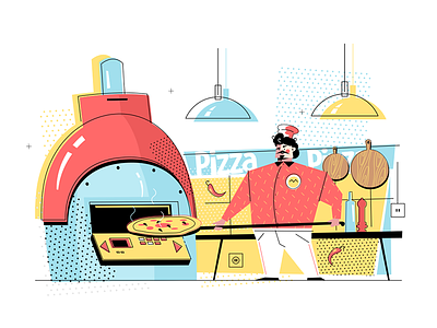 Man baking pizza