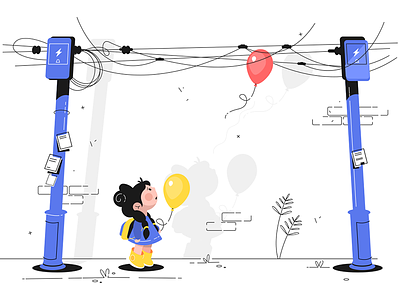 Little girl with balloon balloon character child cute flat girl illustration kit8 vector