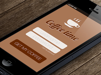 Coffee Time App login screen aplication app coffee iphone login screen