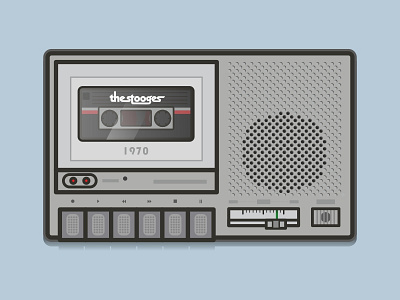 Retro cassette player flat icon illustration music oldschool retro rock stroke tape