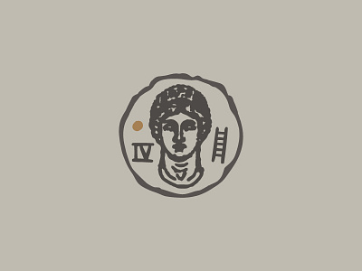 Spiritual Pantheon antique coin face goddess greek sculpture stamp vintage