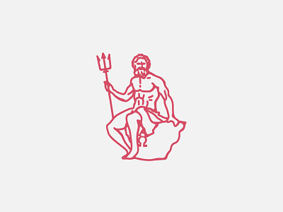 Poseidon ancient antic coin greek illustration logo man poseidon roman stamp vector