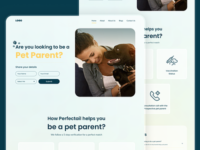Pet Adoption Landing Page (Light Theme) branding design graphic design illustration landing page ui