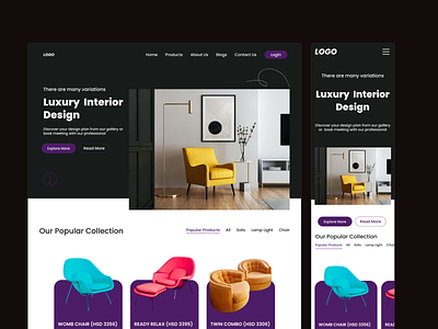 Furniture Shop Website Design - Concept app concept design ecommerce furniture interior design landing page selling ui ux