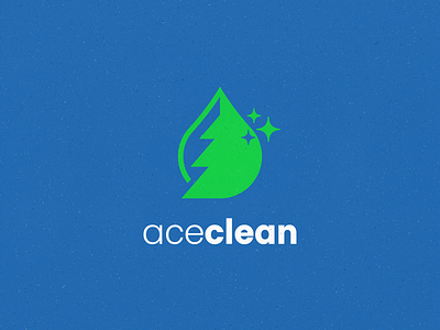 AceClean clean clean design cleaning cleaning company cleaning service cleaning services drop liquid logo logo design logodesign logos logotype pine tree tree logo water