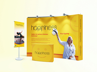 HAPPINESS - A BRAND branding exhibition booth design exhibition stand design logo roll up banner