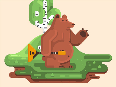 Father Bear bear birch flat illustration