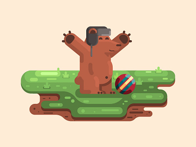 Little Bear bear flat game illustration