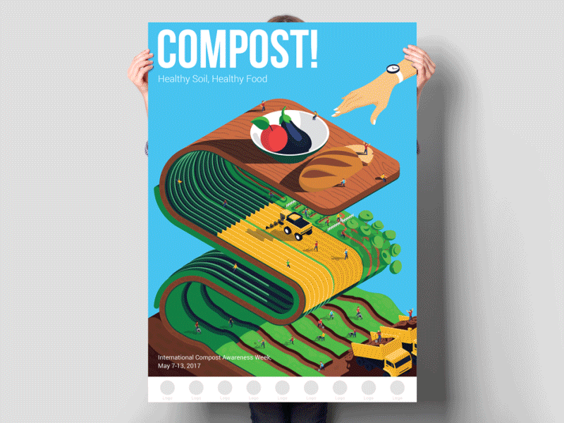 Isometric Story compost food gif illustration isometric poster