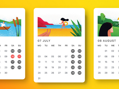 07 JULY calendar design grunge illustration july