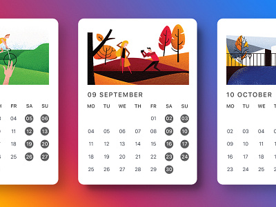 09 SEPTEMBER calendar design grunge illustration september