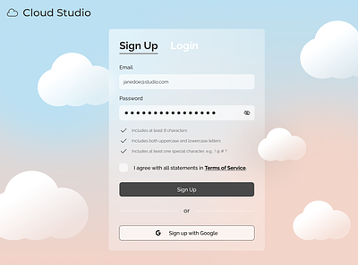 Signup Page by Clarissa Teng design design challenge glassmorphism signup signup page tech ui