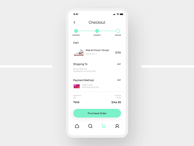 Checkout Page by Clarissa Teng checkout mobile progress bar ui ux design