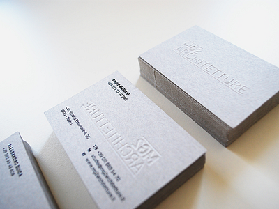 MG2 Architetture - business card architecture business card emboss grey ink material minimal paper print