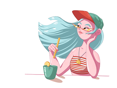 Sunday Beach Club characterdesign illustration illustrator mermaid procreate