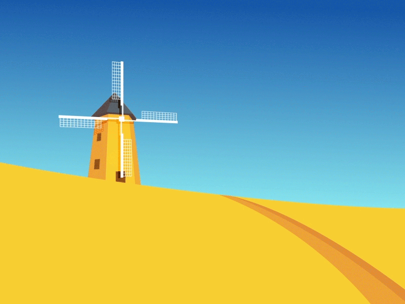 Windmill animation field gif motion sky wind windmill yellow