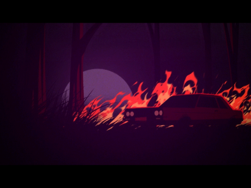 Abandoned 3d aftereffects animation animation design atmospheric car concept art dark design forest gif loop motiondesign night