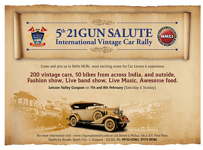 Fifth - 21Gun Salute International Vintage Car Rally Poster branding creative design design illustration poster poster design ui